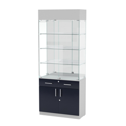 Витрина ювелирная "Диаманд" №13, ЛДСП серый + МДФ инфиго