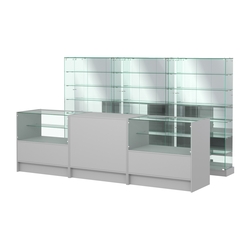 Комплект низких витрин ХП-11 и прилавков ЭК-3, Серый