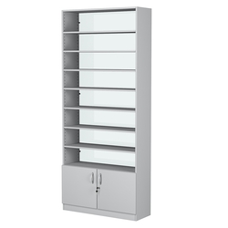 Стеллаж из ДСП с 7-ю полками 300x900 мм серии LEVEL-7 №12-1 (З/C - СТЕКЛО), Серый