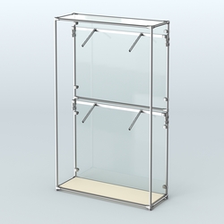 Торговая система ХРОМ (задняя стенка - стекло) 1200 мм с поручнями №3, Крем Вайс