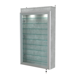 Витрина настенная №2-7А высокая с девятью полками и подсветкой серии Collecto, Метрополитан Грей