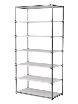 Пристенный торговый стеллаж ЛАЙТ с глубокими полками ДСП №4, Ясень Анкор светлый - U31104