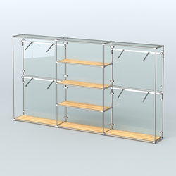 Торговая система ХРОМ (задняя стенка - стекло) 3600 мм с полками ДСП и поручнями №5, Дуб Золотистый