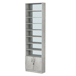 Стеллаж из ДСП с 8-ю полками 200x600 мм серии LEVEL-8 №3-2 (З/C - ЗЕРКАЛО), Метрополитан Грей