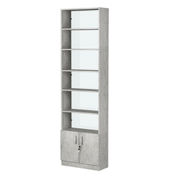 Стеллаж из ДСП с 5-ю полками 250x600 мм серии LEVEL-5 №4-1 (З/C - СТЕКЛО), Метрополитан Грей