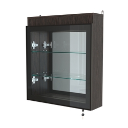 Витрина настенная №1-4А с подсветкой и зеркалом серии Collecto, Дуб Венге