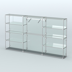 Торговая система ХРОМ (задняя стенка - стекло) 3600 мм с прозрачными полками и поручнями №9, Темно-Серый