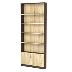 Стеллаж из ДСП с 4-мя полками 150x900 мм серии LEVEL-4 №9 (З/C - ДВП), Дуб Венге + Дуб Сонома