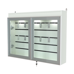 Витрина настенная №3-2Б широкая со встроенной подсветкой  серии Collecto, Белый