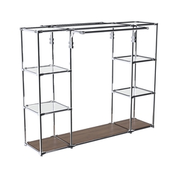 Хромированный стенд-вешало TD-46 №1-4 Хром с полками Зеркало 4мм, Орех