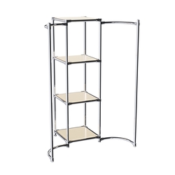 Хромированное вешало ВОЛНА №2-3 с полками ДСП 16мм, Крем Вайс