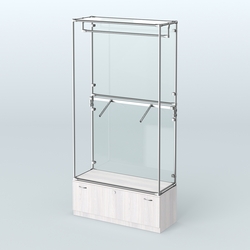 Торговая система ХРОМ (задняя стенка - стекло) 1200 мм №2-1 с тумбой Т-11 и поручнями, Ясень Анкор светлый