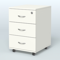 Тумба мобильная с 3 ящиками и замком Индиго Вуд, цвет дуб светлый + белый, Белый