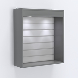 Витрина настенная №201-2В открытая с эконом панелью и подсветкой, Темно-Серый