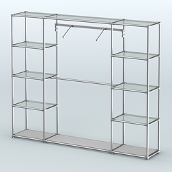 Торговая система ХРОМ без ДСП 2430 мм с прозрачными полками и поручнями №11, Серый