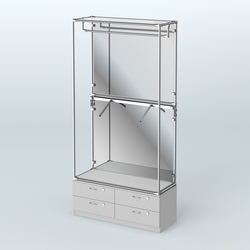 Торговая система ХРОМ (задняя стенка - зеркало) 1200 мм №2-2 с тумбой Т-14 и поручнями, Серый