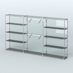 Торговая система ХРОМ (задняя стенка - стекло) 3600 мм с тонированными полками и поручнями №6, Черный