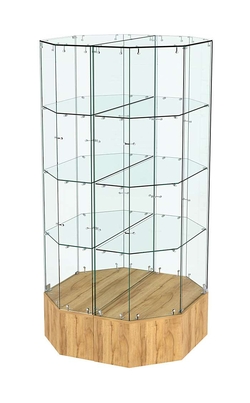Стеклянная островная витрина на подиуме серии Истра №809-О, Дуб Золотистый