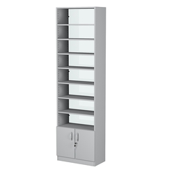 Стеллаж из ДСП с 7-ю полками 300x600 мм серии LEVEL-7 №5-1 (З/C - СТЕКЛО), Серый