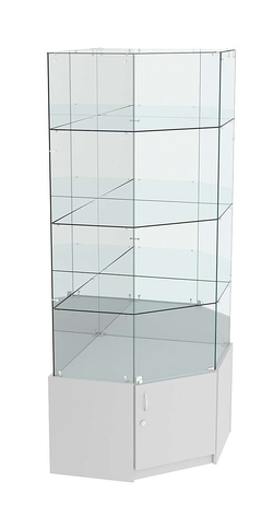 Витрина "Истра" угловая №16 (задние стенки - зеркало), Серый