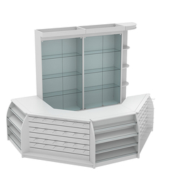 Комплект кассовой зоны с витринами и скошенным фасадом средний №2-1, Серый