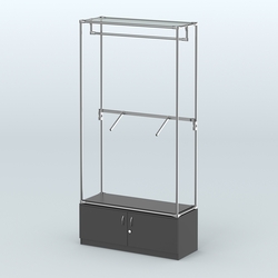 Торговая система ХРОМ без ДСП 1200 мм №2-4 с тумбой Т-21 и поручнями, Черный