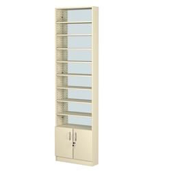 Стеллаж из ДСП с 8-ю полками 150x600 мм серии LEVEL-8 №2-2 (З/C - ЗЕРКАЛО), Крем Вайс