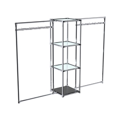 Хромированное вешало ЛУЧ №2-1 с полками стекло 6мм, Черный