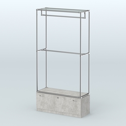 Торговая система ХРОМ без ДСП 1200 мм №1-1 с тумбой Т-11 и поручнями, Метрополитан Грей