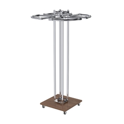 Торговое хромированное одноярусное вешало СЕКТОР №1, Орех