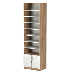 Стеллаж из ДСП с 7-ю полками 400x600 мм серии LEVEL-7 №7 (З/C - ДВП), Дуб Канзас коричневый + Белый