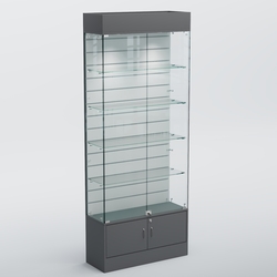 Витрина СЕТЬ №4-П с экономпанелью и полками, Темно-Серый