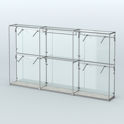 Торговая система ХРОМ (задняя стенка - стекло) 3600 мм с поручнями №2, Метрополитан Грей