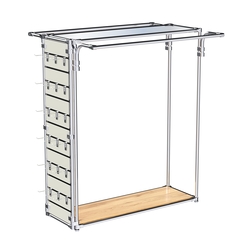 Хромированный стенд-вешало ETD-11 №1-4 (торец-ЭП) с полкой Зеркало 4мм, Дуб Золотистый