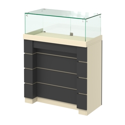 Торговый прилавок с утопленным фасадом и широкими ящиками №УФ-4-900, Крем Вайс + Черный