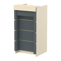 Торговый кассовый прилавок на колесах с утопленным фасадом №УФК-2-1, Крем Вайс и Темно Серый U2236-U2601