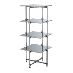 Хромированный стенд Прогресс №2-5 (с полками Зеркало 4мм), Метрополитан Грей