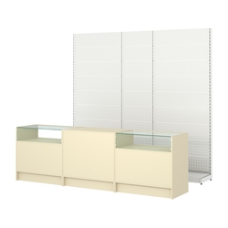 Комплект металлических стеллажей с перфорацией и прилавков ЭК-2, Крем Вайс