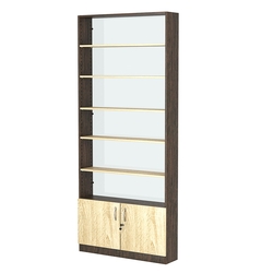 Стеллаж из ДСП с 5-ю полками 200x900 мм серии LEVEL-5 №10-1 (З/C - СТЕКЛО), Дуб Венге + Дуб Сонома