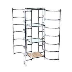 Хромированное вешало ДУГА №4-1 с полками стекло 6 мм, Дуб Сонома