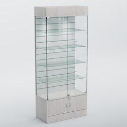 Витрина СЕТЬ №2-П с экономпанелью и полками, Ясень Анкор светлый