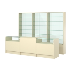 Комплект витрин с регулировочными полками NE-6 №12-1 и прилавков ЭК-2, Крем Вайс