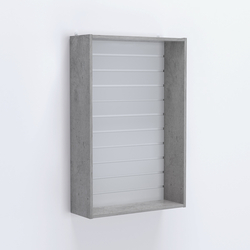 Витрина настенная №202-1В без дверей с эконом панелью, Бетон Чикаго светло-серый F186 ST9