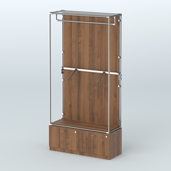 Торговая система ХРОМ (задняя стенка - ДСП) 1200 мм №2-3 с тумбой Т-15 и поручнями, Орех