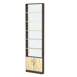 Стеллаж из ДСП с 5-ю полками 100x600 мм серии LEVEL-5 №1-1 (З/C - СТЕКЛО), Дуб Венге + Дуб Сонома