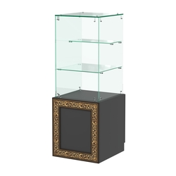Стеклянный прилавок с декором и тумбой №СПБА-31, Черный
