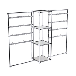 Хромированное вешало ШТАНГА №2-4 с зеркальными полками 4 мм, Ясень Анкор светлый - U31104