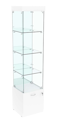 Витрина Кристалл №104 стаканчик (З/С- зеркало), без дверей, Белый