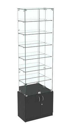 Узкая витрина с накопителем и зеркалом ИСТРА №34-600, Черный