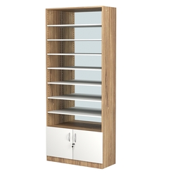 Стеллаж из ДСП с 7-ю полками 400x900 мм серии LEVEL-7 №14-2 (З/C - ЗЕРКАЛО), Дуб Канзас коричневый + Белый